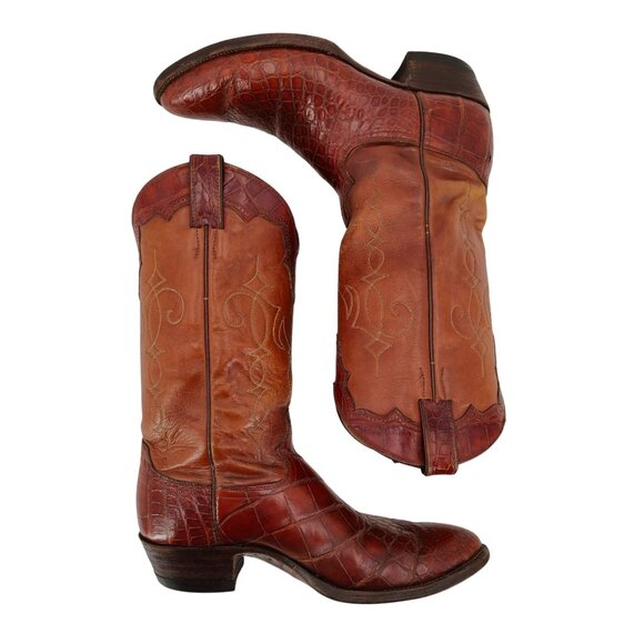 Vintage Justin Men 10.5D Exotic Alligator Belly Leather Cowboy Western Boots USA - Picture 12 of 16